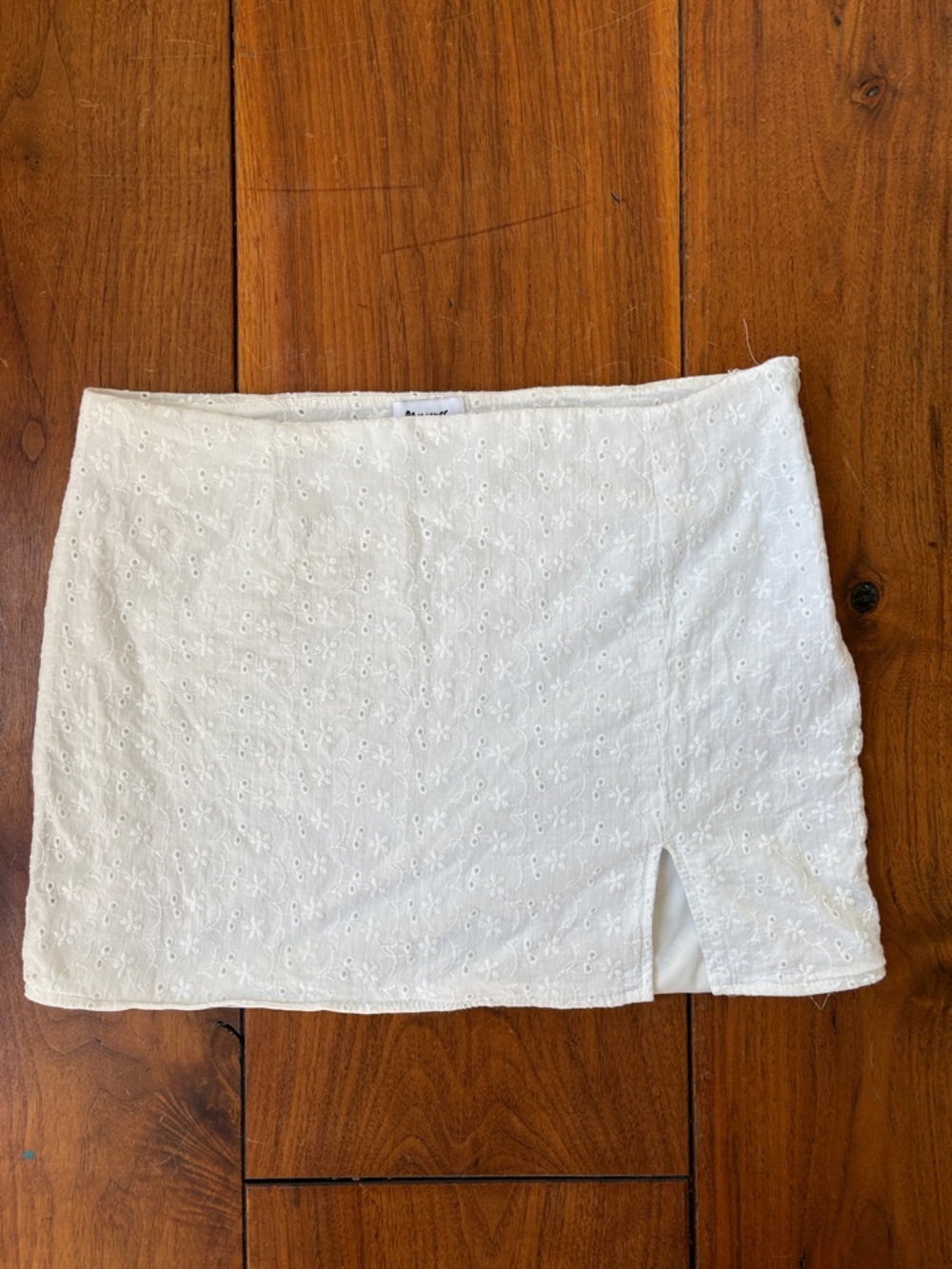 Princess Polly White Eyelet Mini Skirt with Front Slit